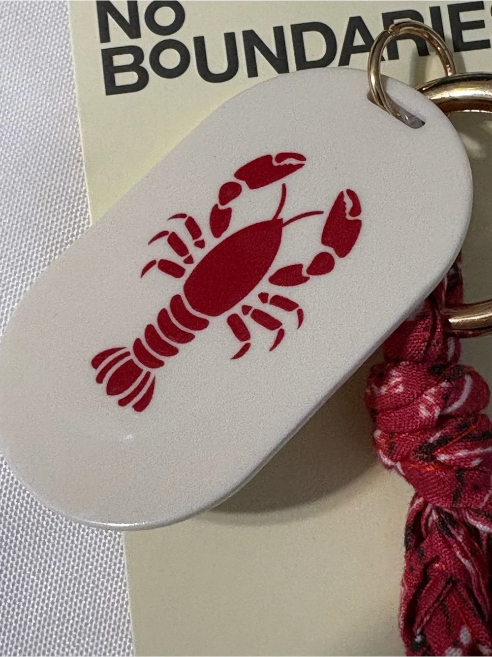 No Boundaries Women's Beach Bag Charm Red Bandana Lobster Charm key chain NWT